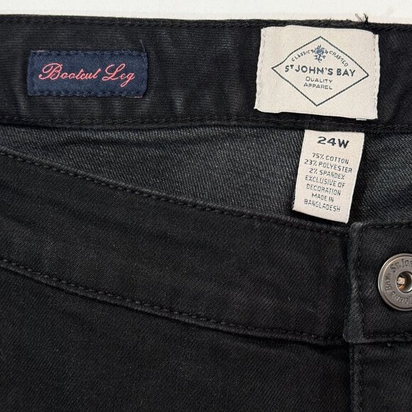 St. Johns Bay Jeans Womens 24W Black Bootcut Secretly Slender Mid-Rise Pants NEW - Picture 8 of 16